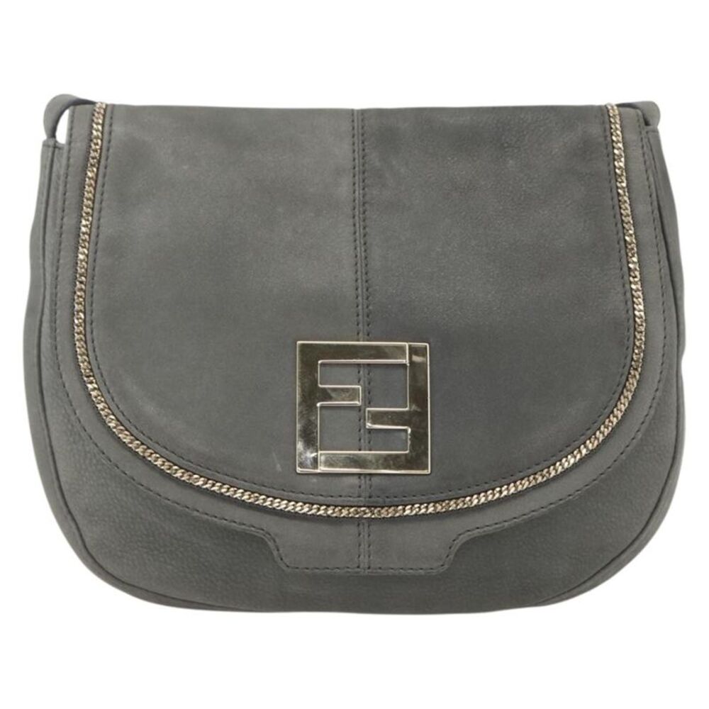 Fendi Shoulder Leather Gray Leather Shoulder Bag Bag